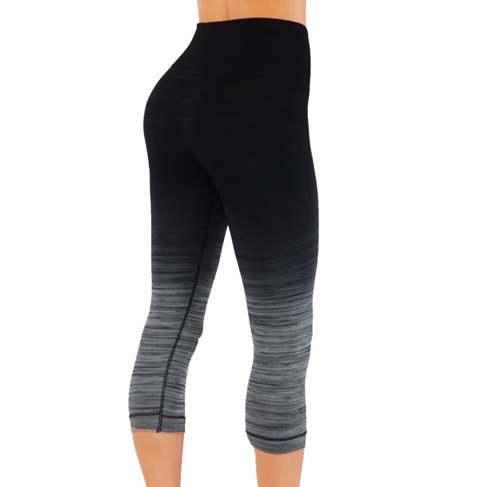 NEW Black and charcoal Capri ombré leggings compression  high quality - Picture 6 of 7